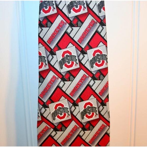 Larson Other - Ohio State Buckeyes Silk Necktie Block-O Logo Larson Scarlet & Gray Neck Tie